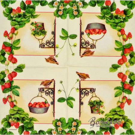 Serwetka decoupage firmy AMBIENTE truskawki 33x33cm